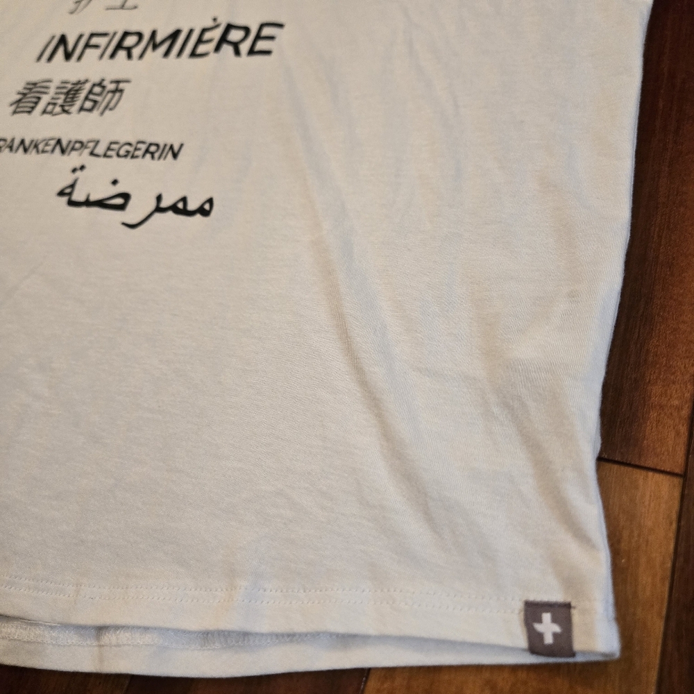 FIGS Multilingual Nurse White Tee, Size L Workwear Casual NWT - Picture 4 of 10
